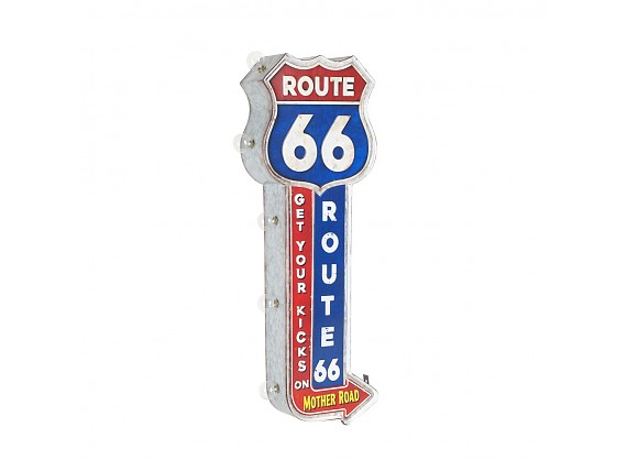 Letrero metal flecha Route 66 con luz led