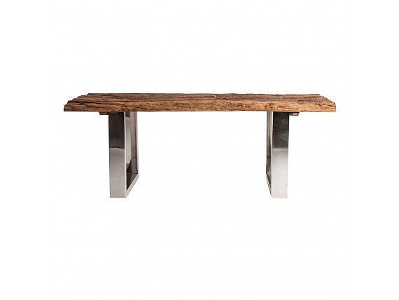 Mesa de centro madera envejecida y patas de acero