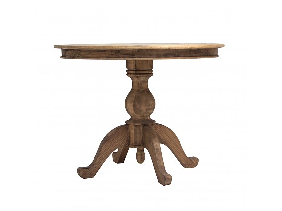 Mesa comedor colonial redona de madera olmo