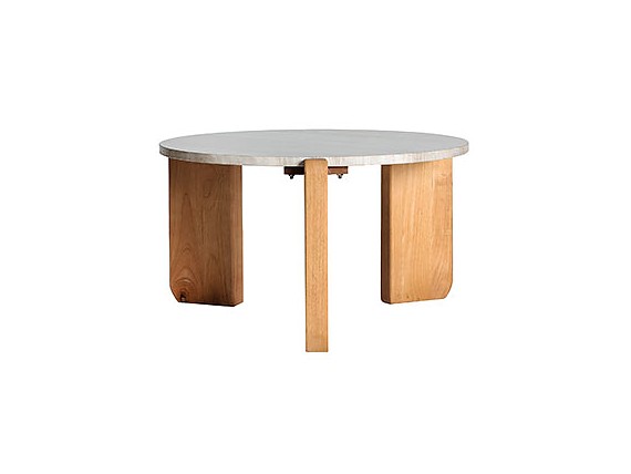 Mesa de centro redonda de madera y mármol