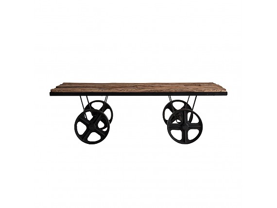 Mesa de centro con patas en forma de ruedas