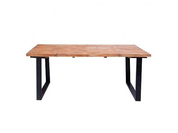 Mesa de madera con patas de hierro