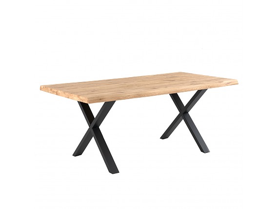 Mesa de comedor de madera de roble con patas metal de 160 cm
