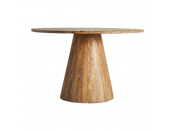 Mesa redonda con base cono de madera de mango