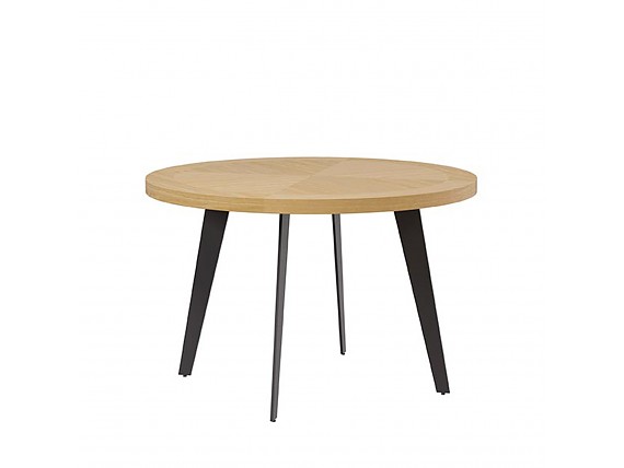 Mesa redonda 120 cm roble y patas negras metal
