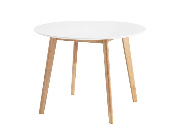 Mesa redonda 100 cm blanca, patas madera 