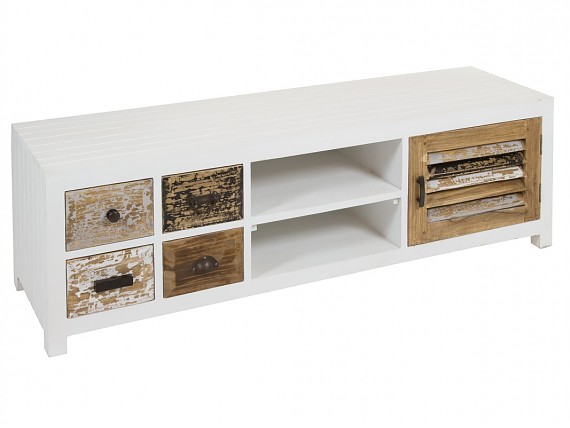 Mueble para TV Moderno Sencillo Color Blanco-Bodega de Muebles