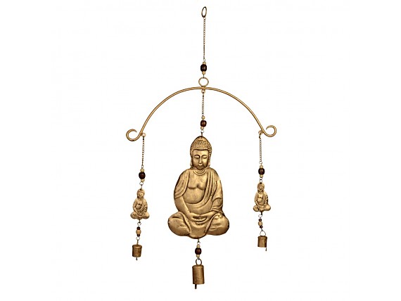 Móvil decorativo con figura de Buda y campanas