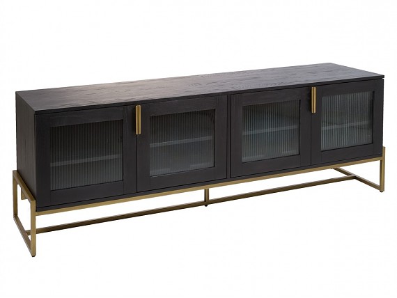 Mueble TV de diseño negro y dorado Balford