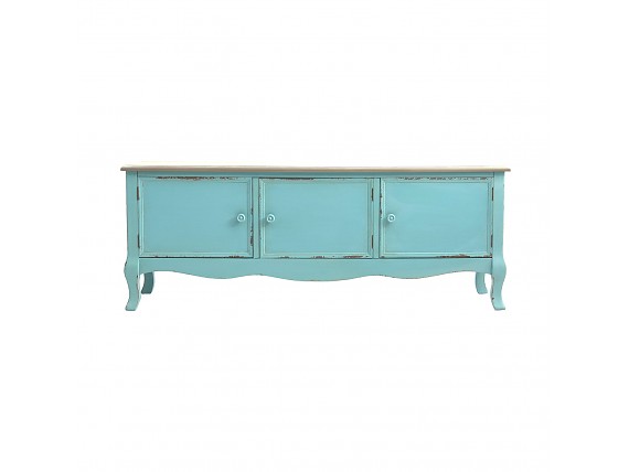 Mueble TV vintage azul turquesa con patas isabelinas