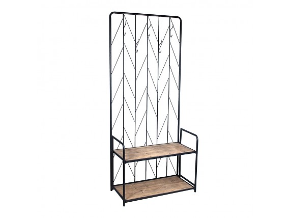 Perchero pared industrial ganchos de hierro y madera mindi