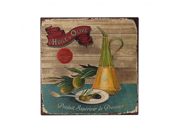 Placa metálica decoración cocina aceite de oliva