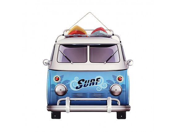 Placa de metal furgoneta surfer en azul y blanco