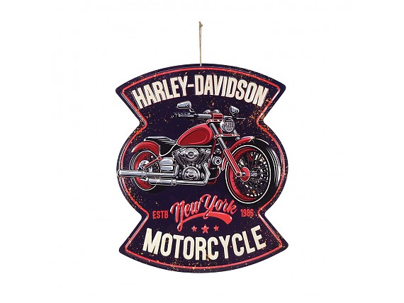 Placa metálica Harley-Davidson con cuerda para colgar