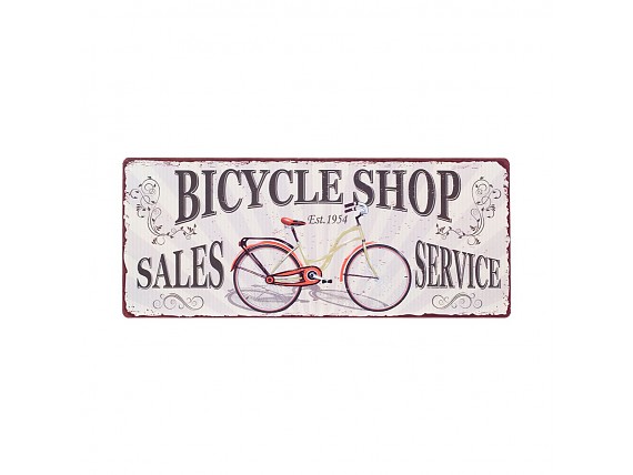 Placa metálica vintage tienda bicicletas