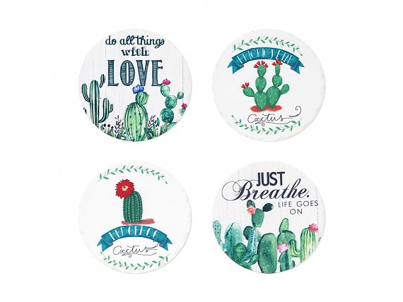 Posavasos de cerámica 4 unidades de cactus