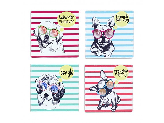 Posavasos cerámica set de 4 perro lover