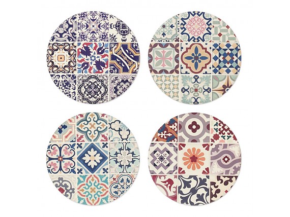 Pack de 4 posavasos de cerámica baldosas hidráulico