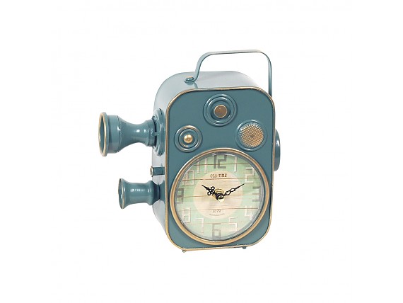 Reloj cámara vintage retro de metal azul