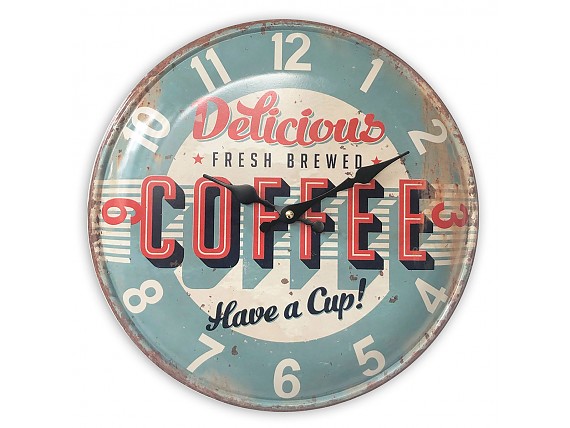 Reloj de cocina vintage placa metal coffee