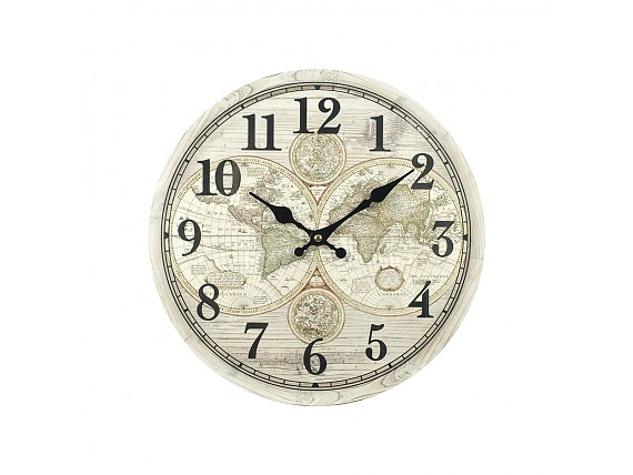 Reloj mapamundi esfera de mdf 34cm