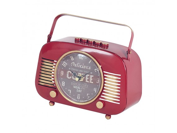 Reloj de mesa radio vintage metálica roja