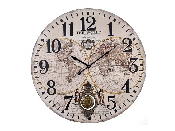 Reloj de pared mapaundi beige estilo vintage