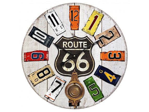 Reloj pared números colores de matrículas Ruta 66