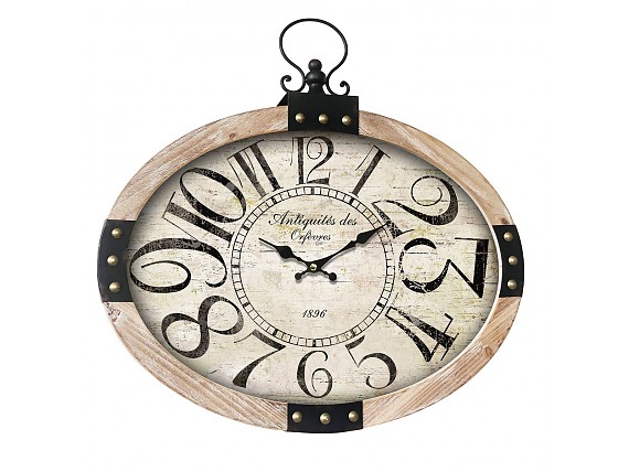 Reloj de pared ovalado diseño antiguo de madera