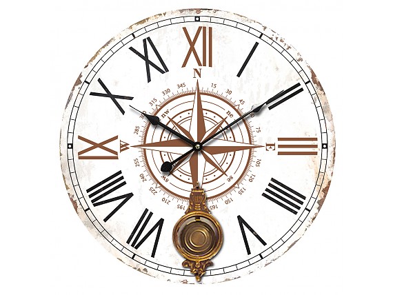 Reloj pared puntos cardinales y números romanos