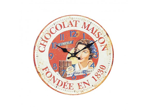 Reloj pared vintage placa chocolate de metal