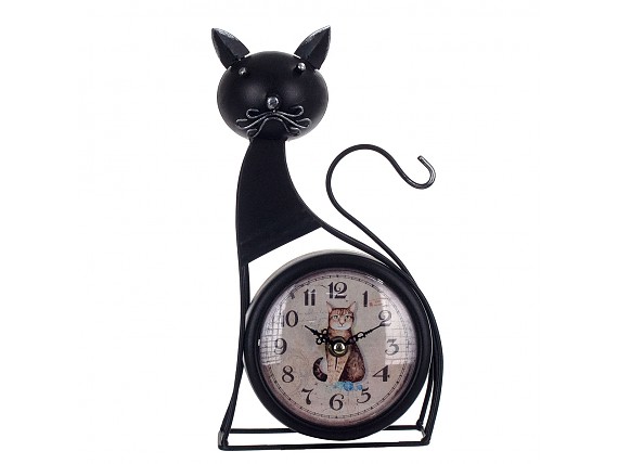 Reloj de sobremesa gato negro