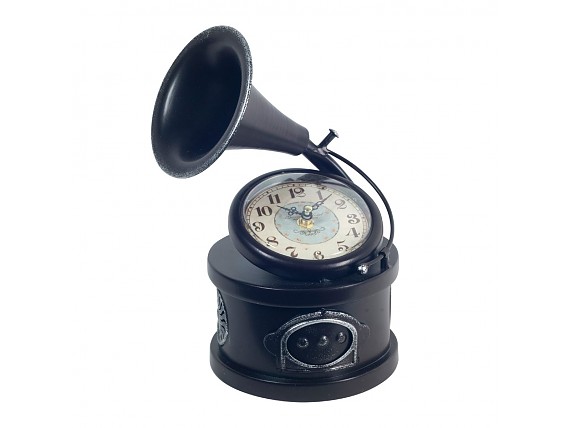 Reloj sobremesa diseño gramófono negro