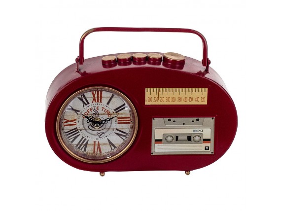 Reloj decoración de mesa transistor rojo vintage