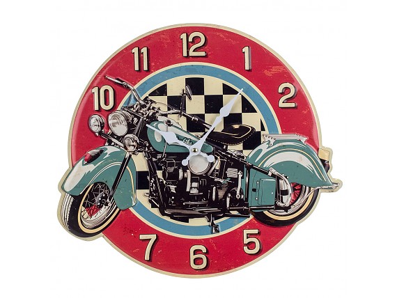 Reloj de pared metal vintage moto retro