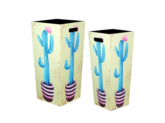 Set 2 paragüeros de polipiel cactus