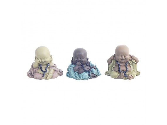 Set de 3 Budas bebés de la fortuna diferentes colores