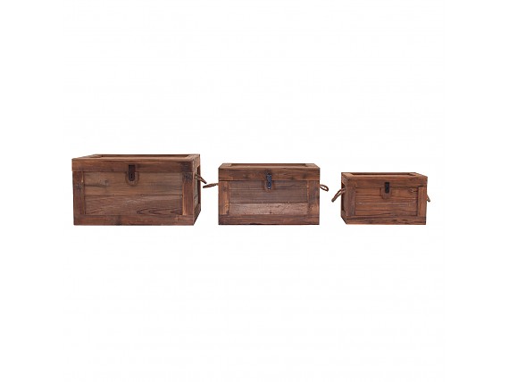 Set 3 cofres vintage de madera abeto natural