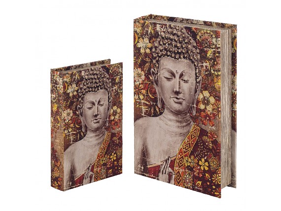 Set de 2 cajas decorativas con la imagen de Buda