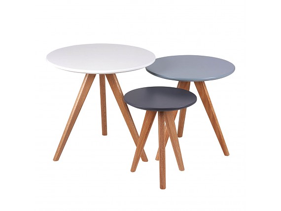 Set de mesas tablero DM color y patas madera 