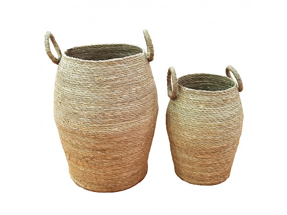 Set dos cestas hierba marina y fibras de palma