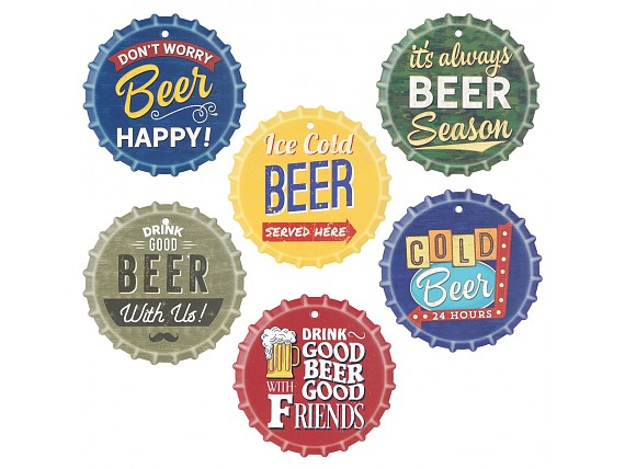 Set de 6 posavasos cerámica diseño tapón cerveza