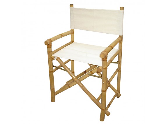 Silla bambú plegable, respaldo y asiento en tela