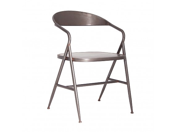 Silla industrial de hierro gris metálico envejecido