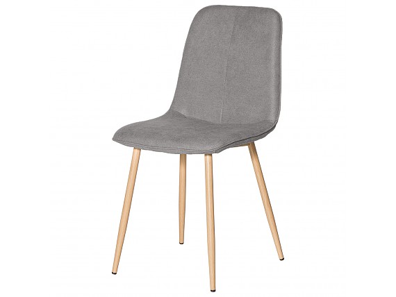 Silla patas de metal efecto madera, asiento tapizado