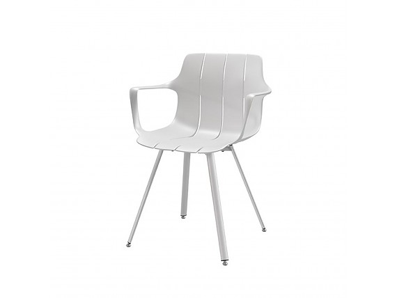 Silla polipropileno asiento de una sola pieza, patas de metal del mismo color