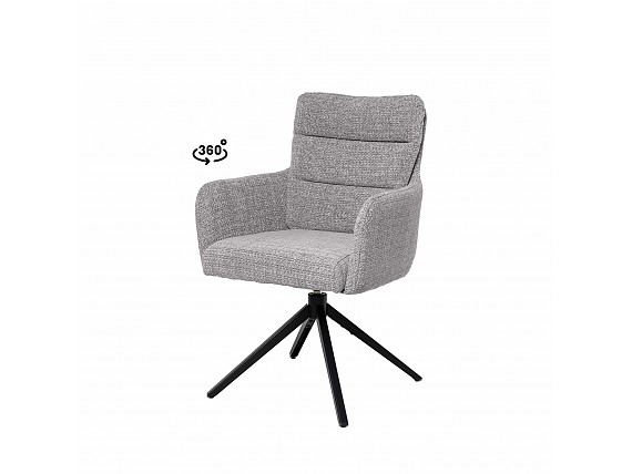 Silla tapizada giratoria con respaldo alto y reposabrazos