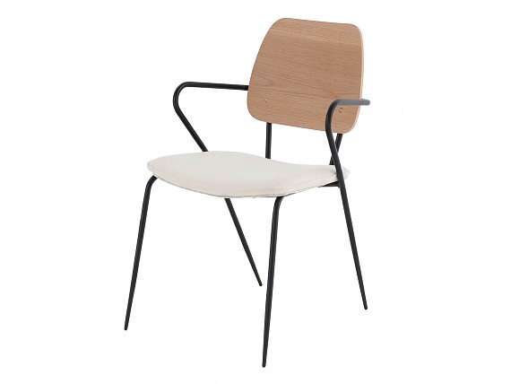 Silla respaldo madera, asiento tapizado