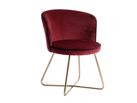 Silla redonda moderna de terciopelo y acero