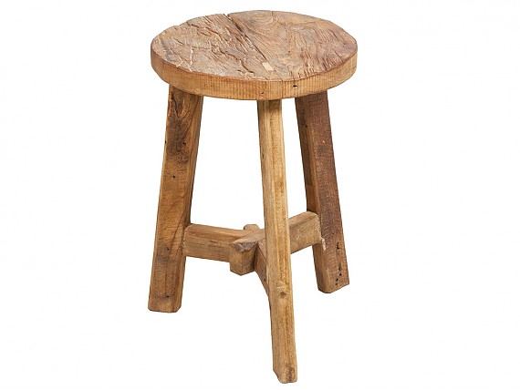  Taburete bajo de madera maciza con patas de madera maciza,  taburete de comedor, taburete redondo, asiento acolchado, reposapiés, silla  pequeña : Hogar y Cocina